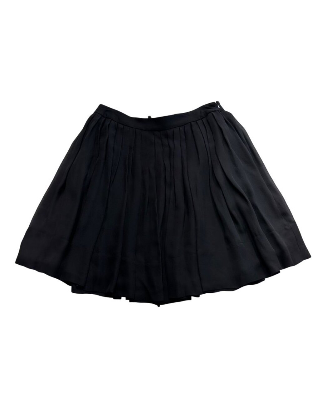 Talbots Silk Pleated Knee Length A-Line Skirt Size 12 Petite NWT Black Classic